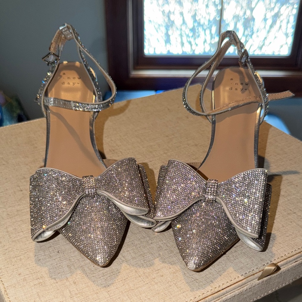 Target Silver Glitter Bow Heels